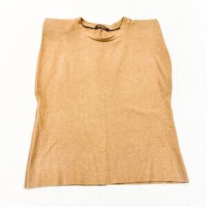 Zara Shoulder Pad Shaped Beige Light Brown Sleeveless Top SIze Small
